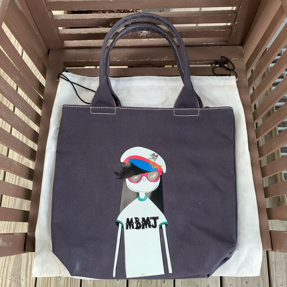 Marc by Marc Jacobs Navy Canvas Tote with Graphic Girl Print